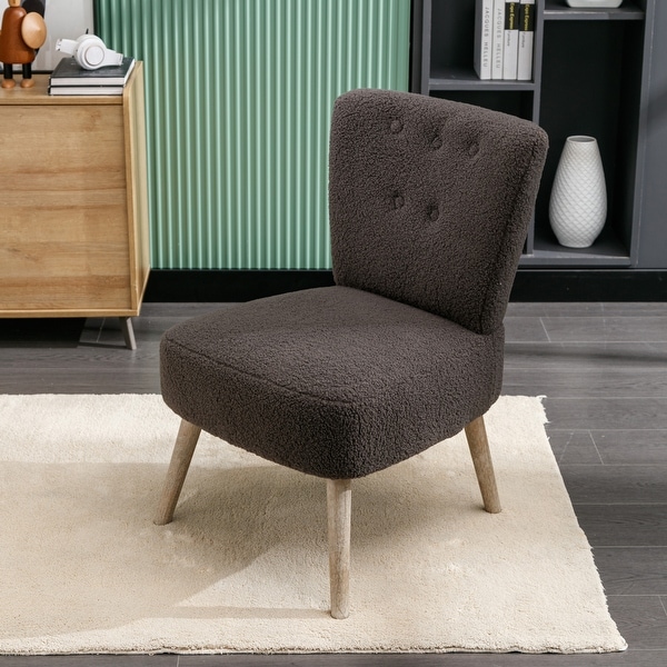 Kata Tufted Back Fabric Farmhouse Slipper Chair With Black Metal Legs