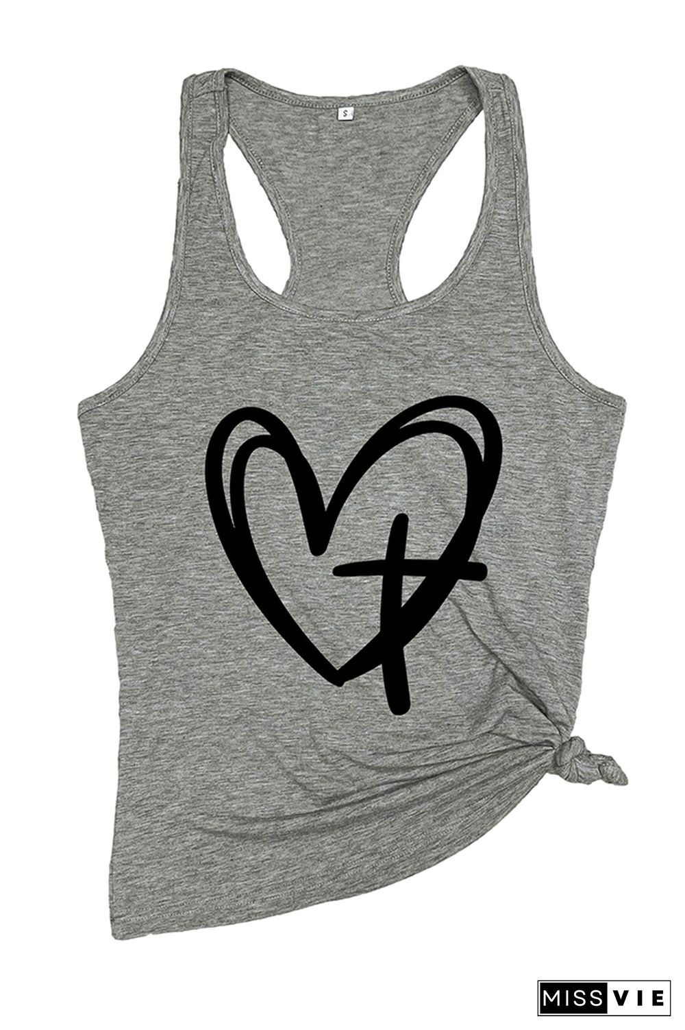 CROSS AND HEART Printed Sleeveless Tank Top Wholesale