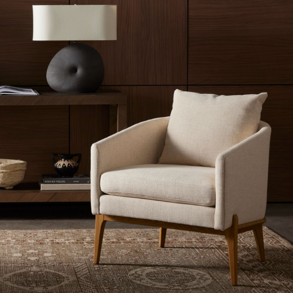 Copeland Thames Cream Chair   Midcentury   Armchairs And Accent Chairs   by Zin Home  Houzz