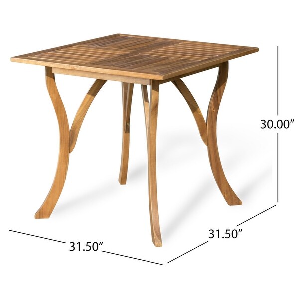 Durable 31.5in Square Wood Patio Table Available