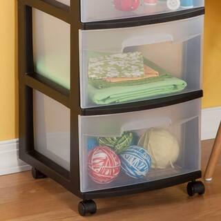 Sterilite 3-Drawer Storage Cart Clear with Black Frame (4-Pack) 4 x 28309002