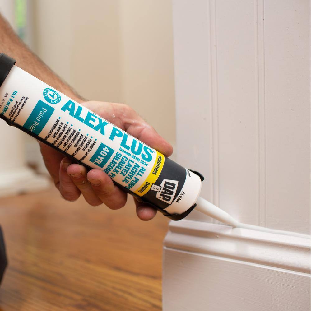 DAP Alex Plus 10.1 oz. White Acrylic Latex Caulk Plus Silicone 18103