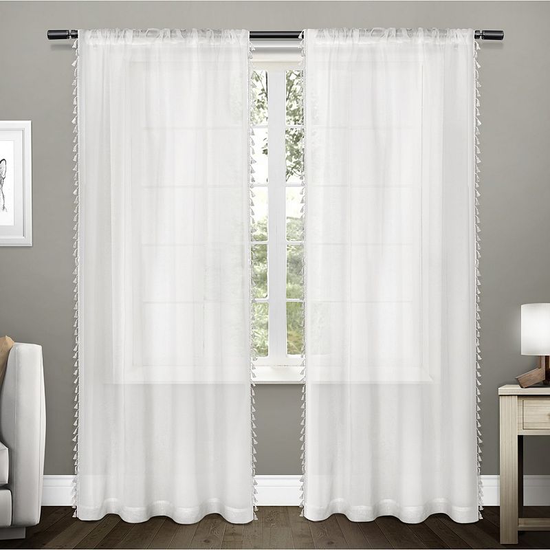 Exclusive Home 2-pack Tassels Embellished Sheer Window Curtains