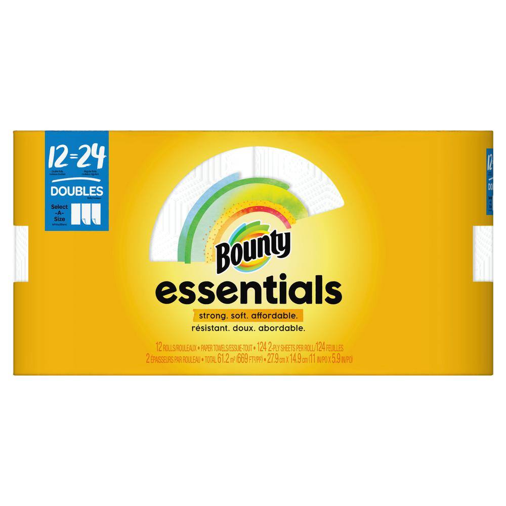 Bounty Essentials Select a Size White Double Plus Paper Towel Roll (12-Count) 003700074652