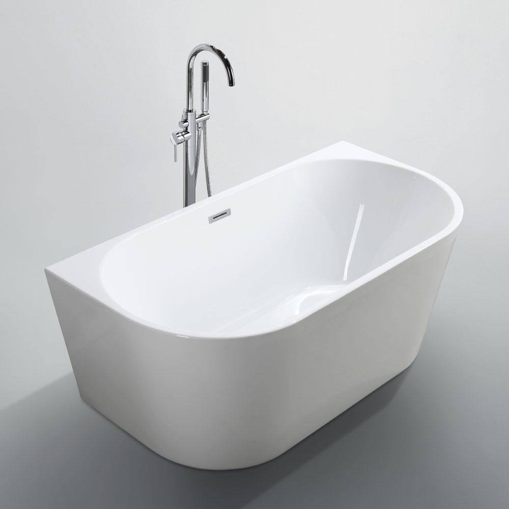 Bellaterra Home Calabria 59.04 in. Acrylic Flatbottom Non-Whirlpool Freestanding Bathtub in Glossy White BA6815B