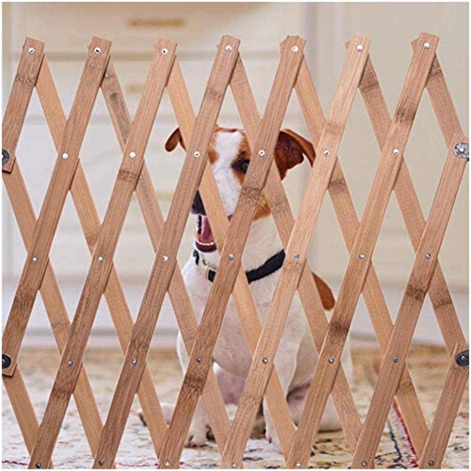 Sayhi Wooden Fence Retractable Safety Guard Divider Gate Sliding Door Free Standing