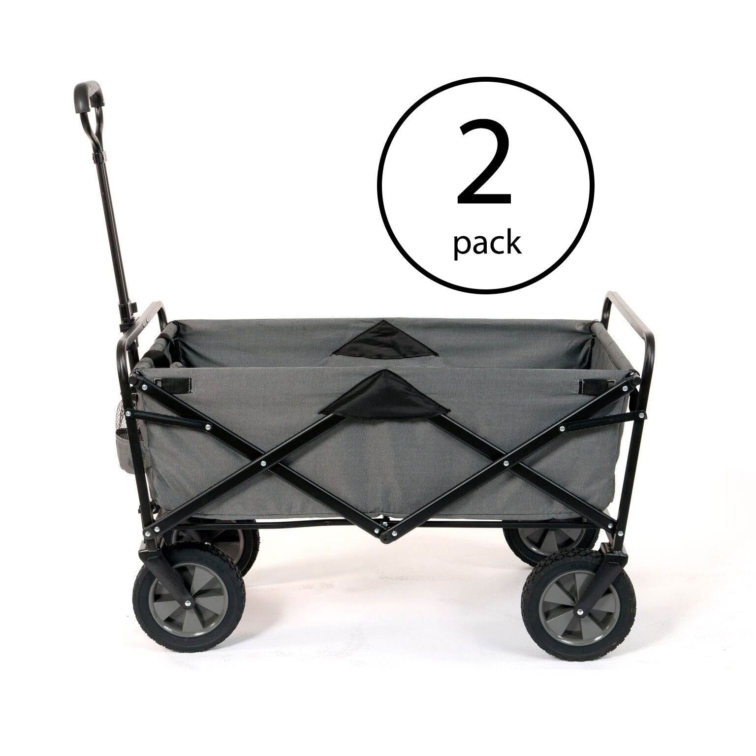 Mac Sports Collapsible Steel Frame Outdoor Garden Camping Wagon， Gray (2 Pack)