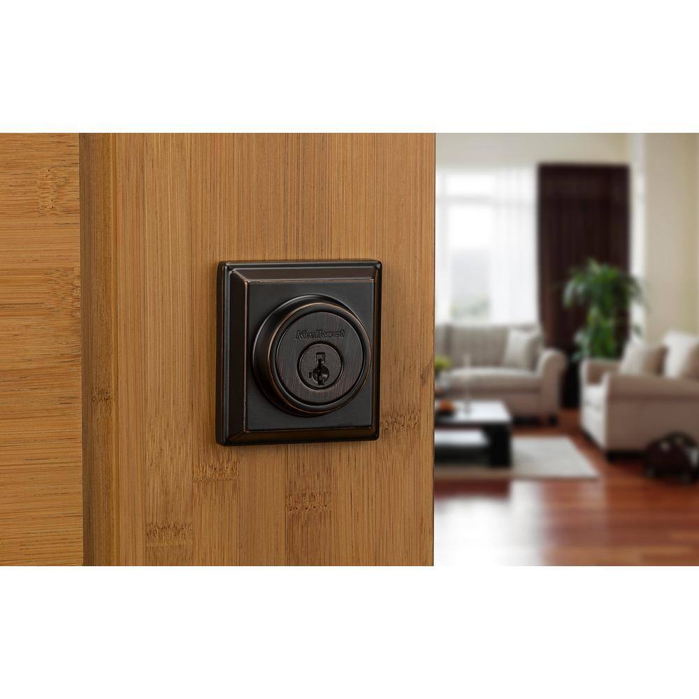 Kwikset 910 Signature Series Contemporary Venetian Bronze Single Cylinder Deadbolt with Home Connect Technology 910 S CNT ZW 11