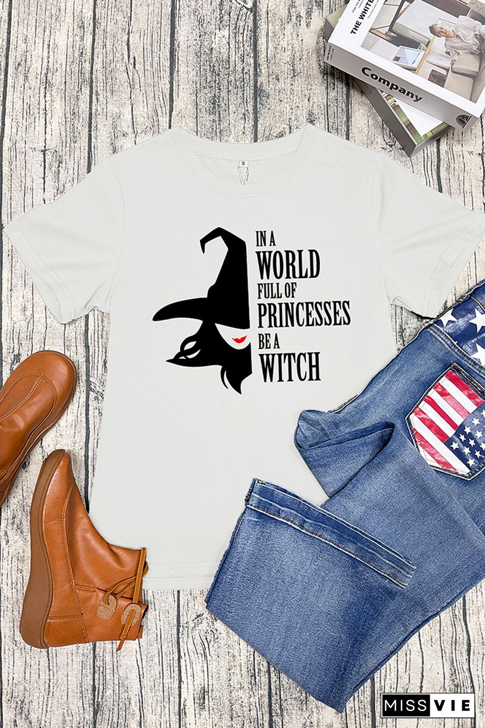 Spooky Witch Short Sleeve Graphic Tee Wholesale