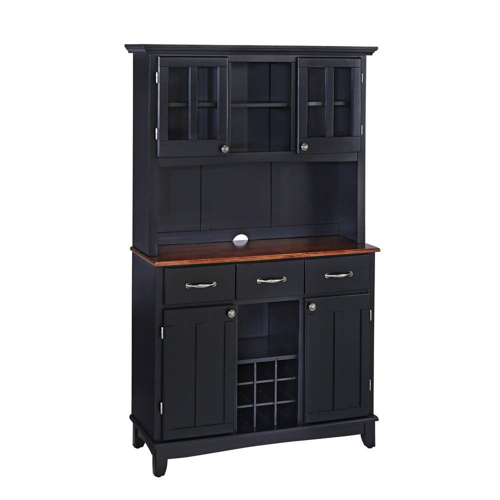 HOMESTYLES Black and Cherry Top Buffet with Hutch 5100-0042-42