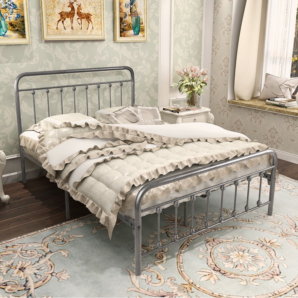 Vintage Victorian Style Metal Platform Bed Frame