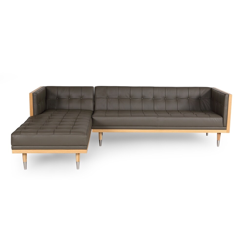 Kardiel Woodrow Box Midcentury Mod Sofa Sectional  Top Grain Leather