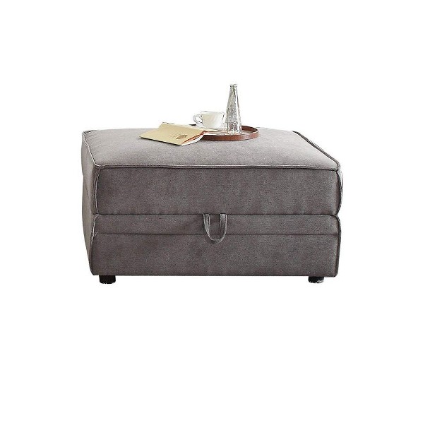 Simple Relax Velvet Ottoman With Storage In Gray