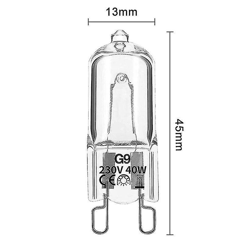 G9 Halogen Light Bulbs 40w， No Flickering， Dimmable， 600lm， 2800k， G9 Capsule Bulb， 10 Pcs