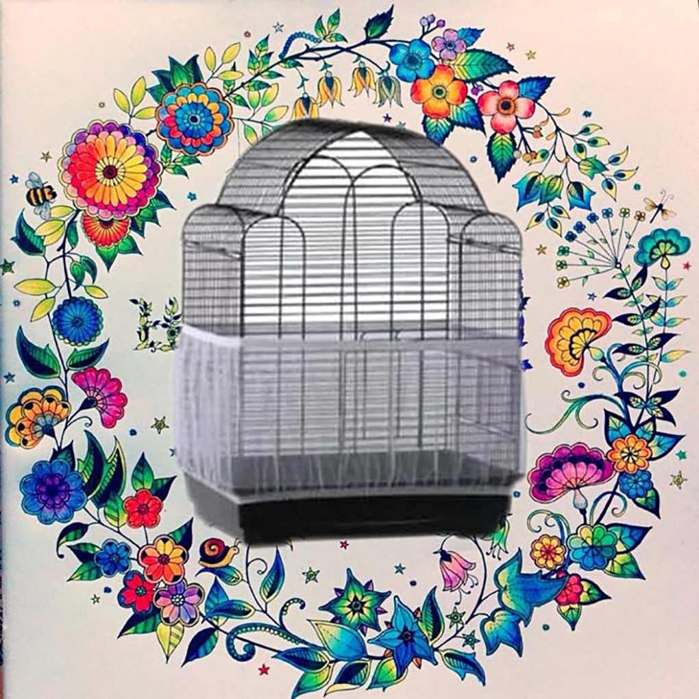 TureClos Mesh Receptor Seed Guard Bird Parrot Cover Easy Cleaning Bird Cage Shadow Cloth Shell