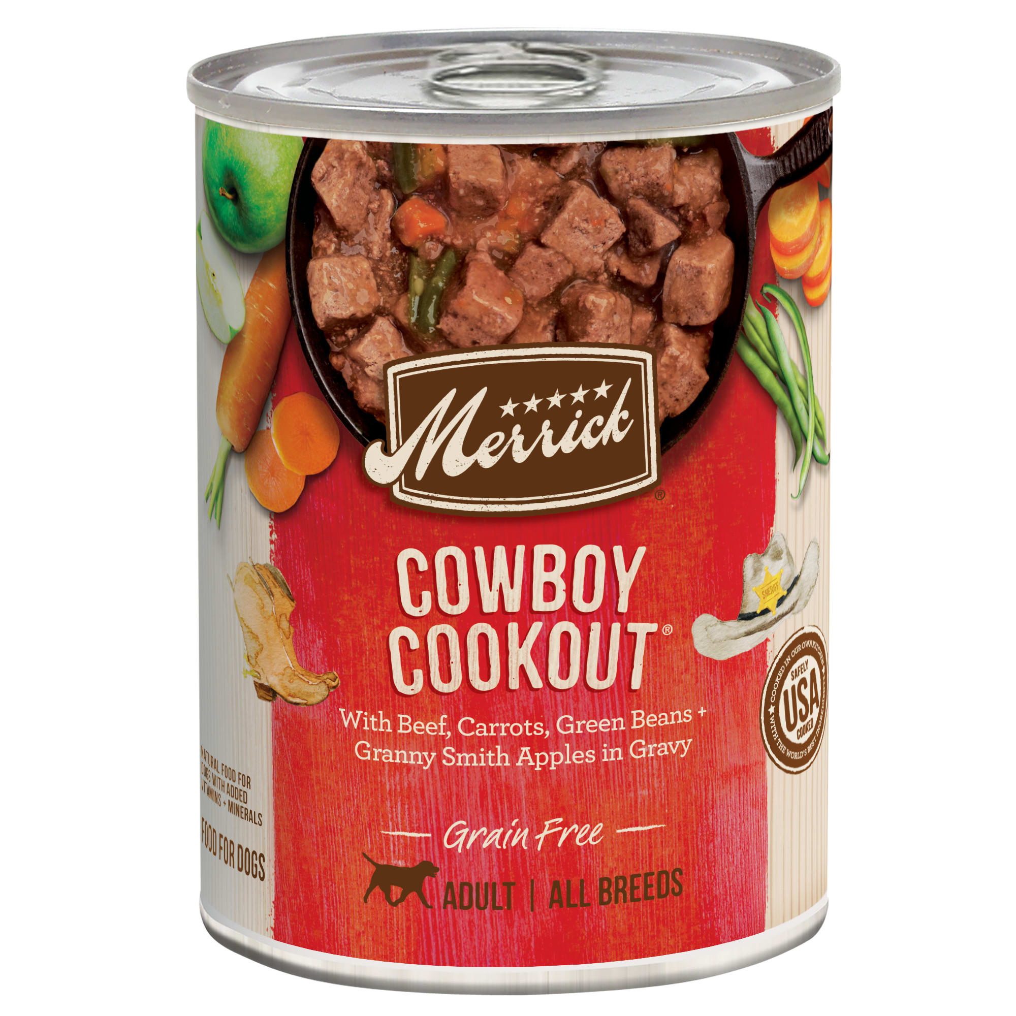 Merrick Grain Free Cowboy Cookout Canned Dog Food， 12.7 oz.， Case of 12