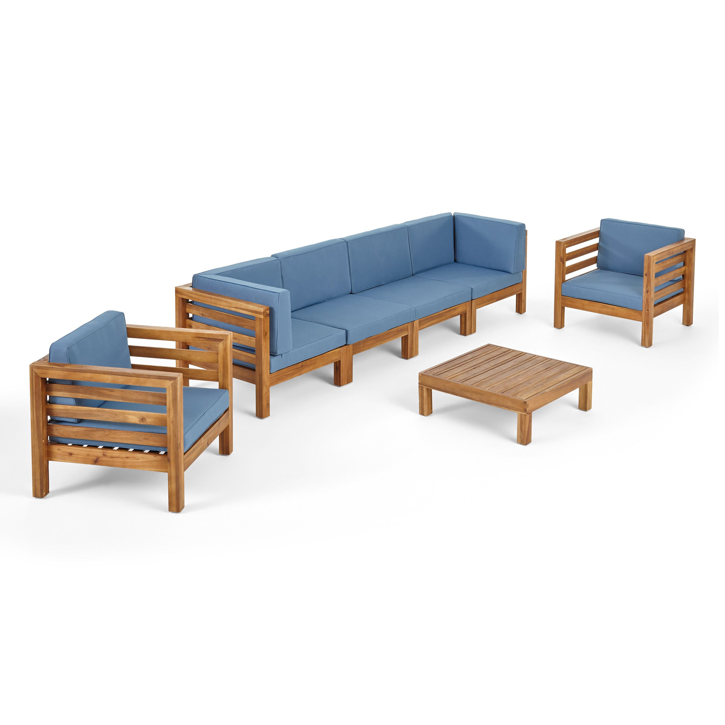 Emma Outdoor 6 Seater Acacia Wood Sofa Chat Set