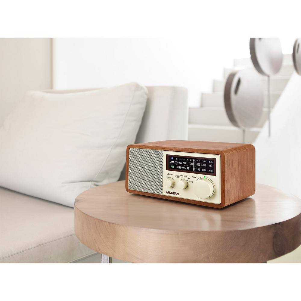 Sangean FMAMAux-inBluetooth Wooden Cabinet Radio with USB Phone Charging Port WR-16