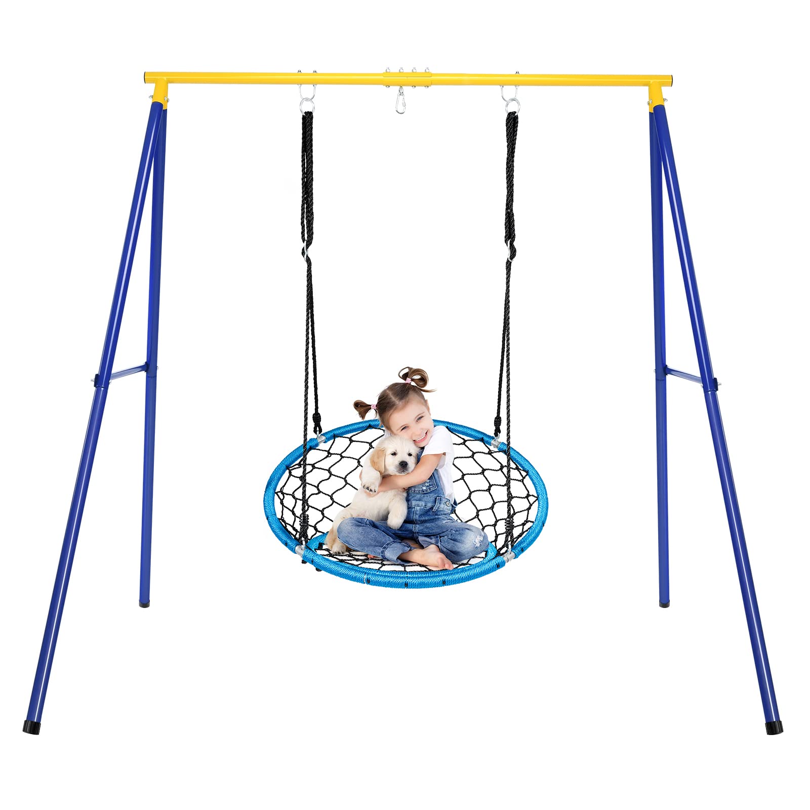 Costzon 550lbs Swing Frame Stand with Web Swing, A-Frame Swing Sets for Backyard