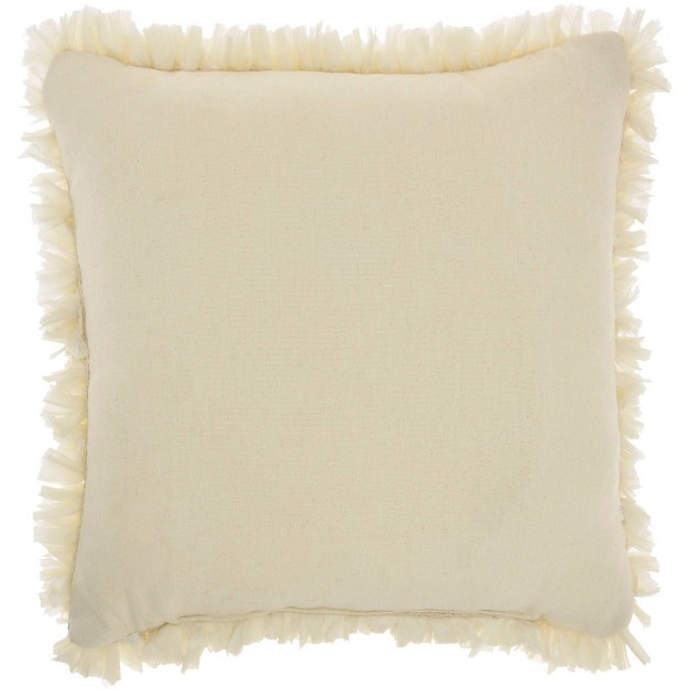 Shag Chindi Short Cut Square Throw Pillow Ivory Mina Victory