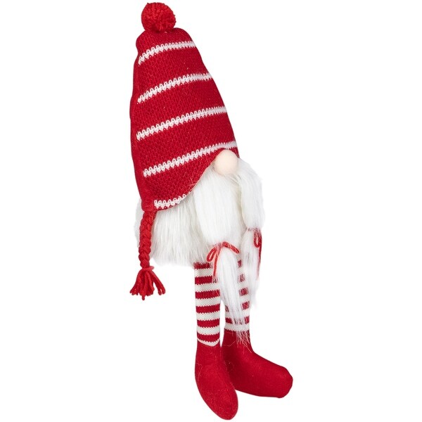 Plush Striped Sitting Christmas Gnome Figure