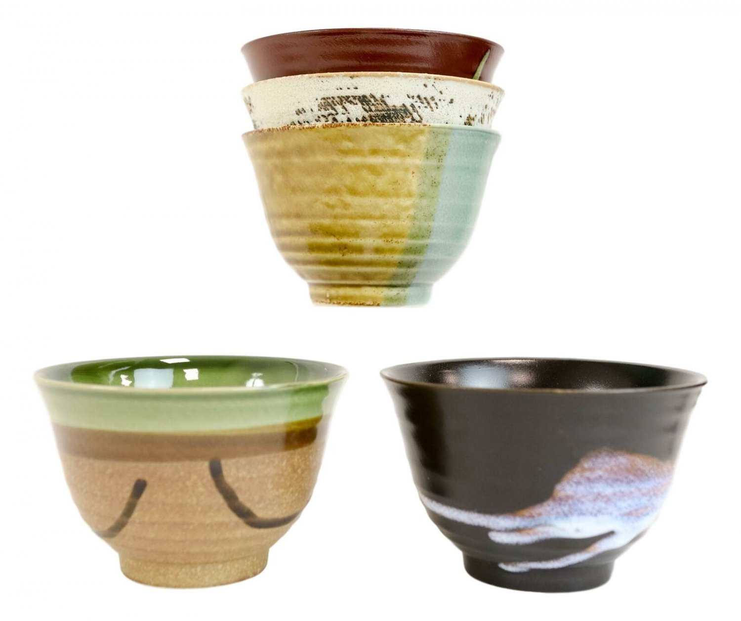 1 Pack Of 5 Made In Japan Colorful Gradient Art Kiln Natural Glazed Ceramic Bowls EBR02