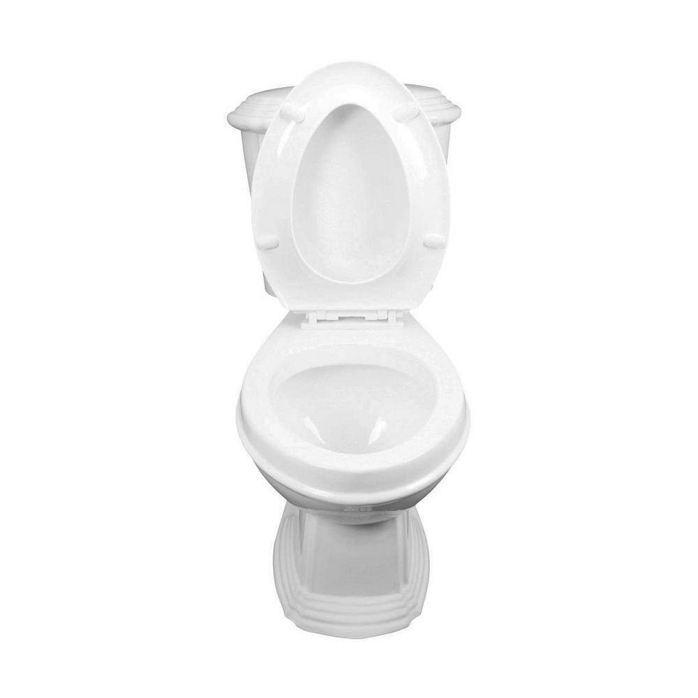 RENOVATORS SUPPLY MANUFACTURING Sheffield 2-Piece 0.8 GPF1.6 GPF WaterSense Dual Flush Elongated Toilet in White with Slow Close Seat 10783