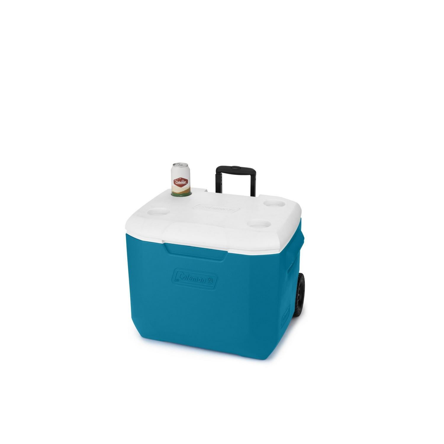 Coleman Chiller 60QT Hard Cooler With Wheels， Ocean Blue