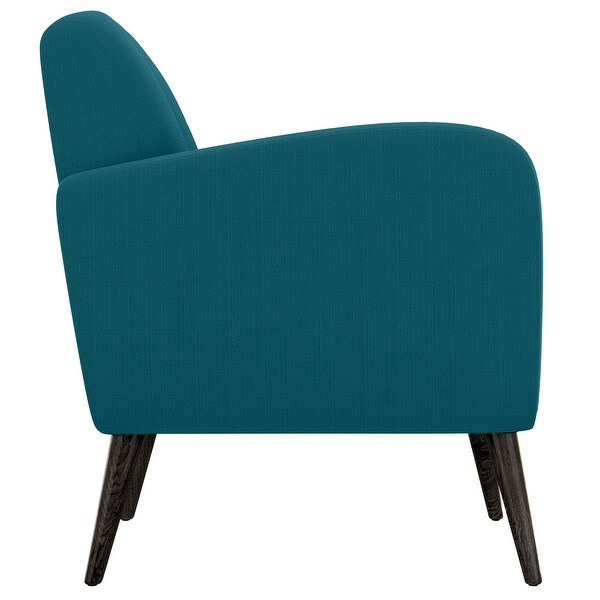 Keflavik Mid-century Peacock Blue Linen Arm Chair