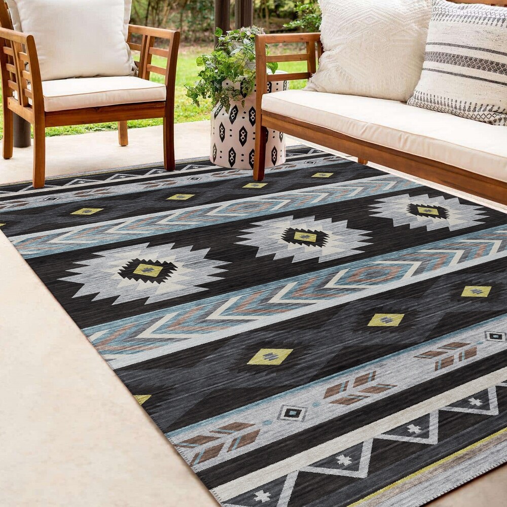 Indoor/ Outdoor Sonora Global Medallions Washable Rug