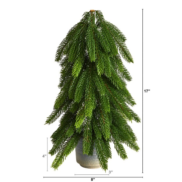 Nearly Natural 1.42-ft Pine Artificial Christmas Tree In Decorative Planter