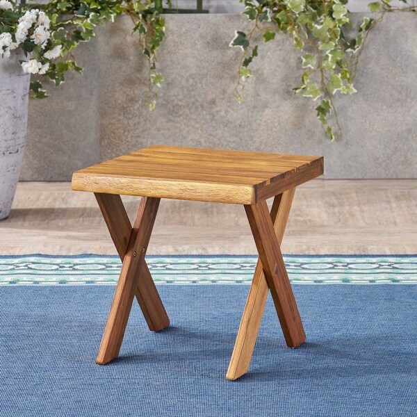 Patio Side Table With A Classic Cross Base