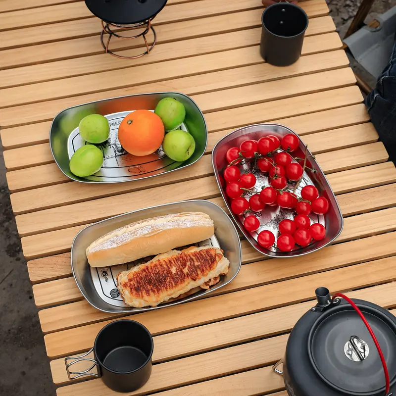 Hot Selling Outdoor Hiking BBQ Food Stainless Steel Plate