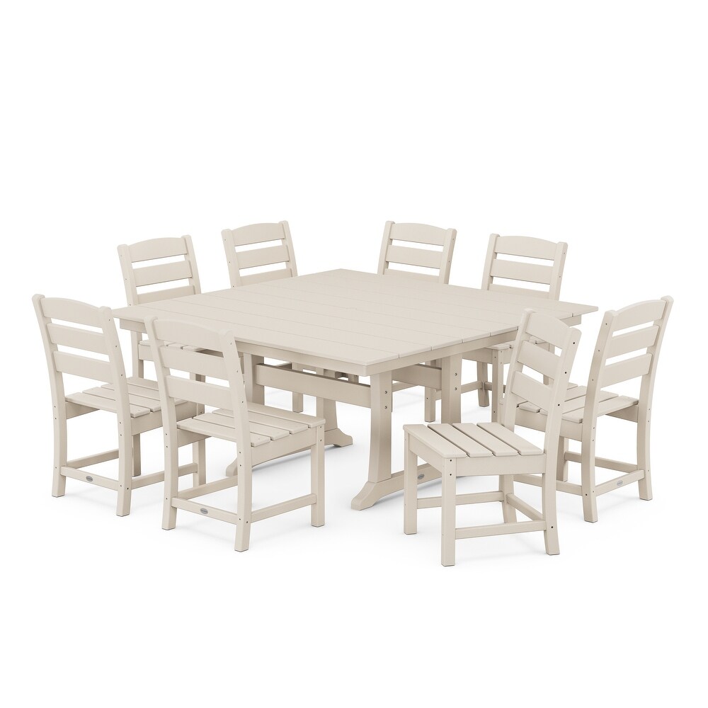 POLYWOOD Lakeside 9 Piece Farmhouse Trestle Dining Set