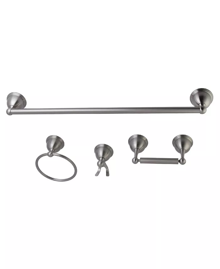 Kingston Brass Restoration 4-Pc. Towel Bar Bathroom Hardware Set in Brushed Nickel