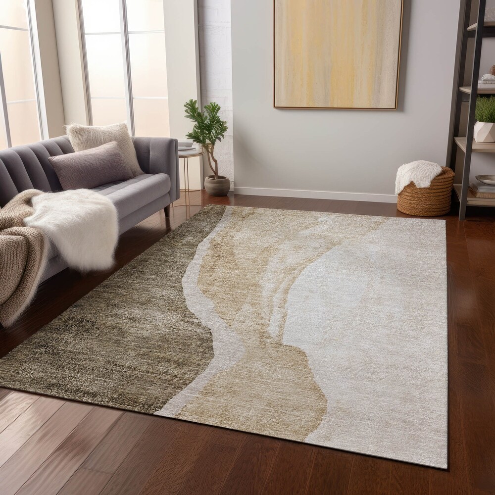 Machine Washable Indoor/ Outdoor Chantille Modern Abstract Rug