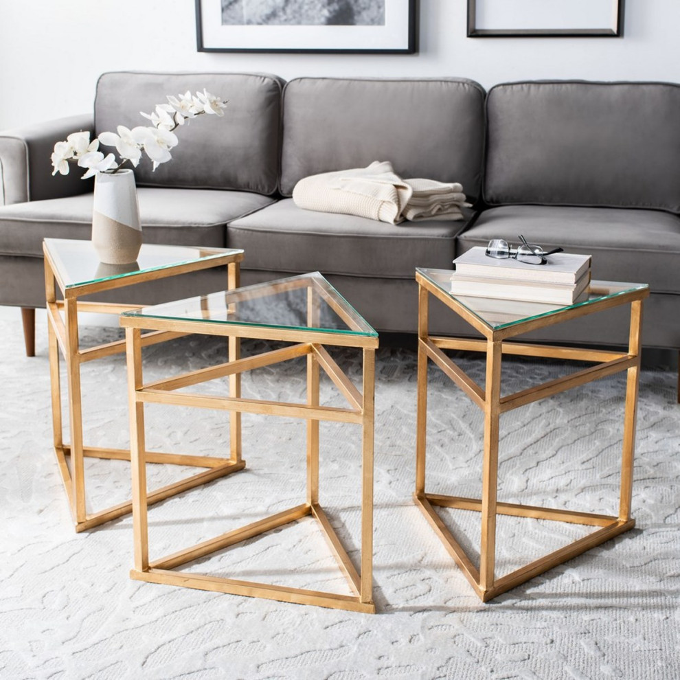 Sirus Gold Leaf Bunching Coffee Table   Contemporary   Coffee Tables   by Rustic Home Furniture Deco  Houzz