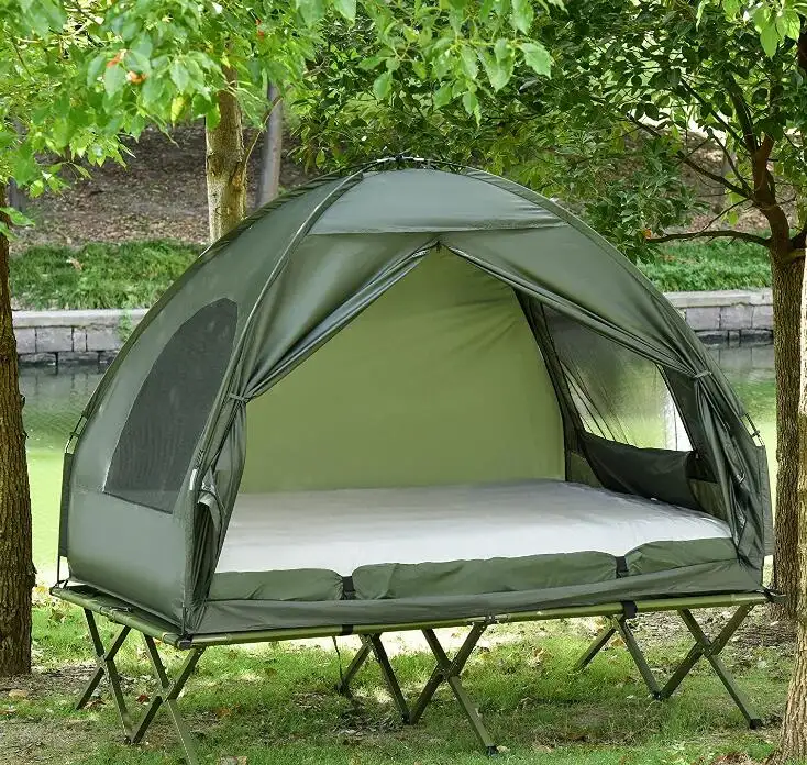 Extra Large Compact Pop Up Portable Folding Outdoor Elevated  in One Camping Cot Tent Combo Set