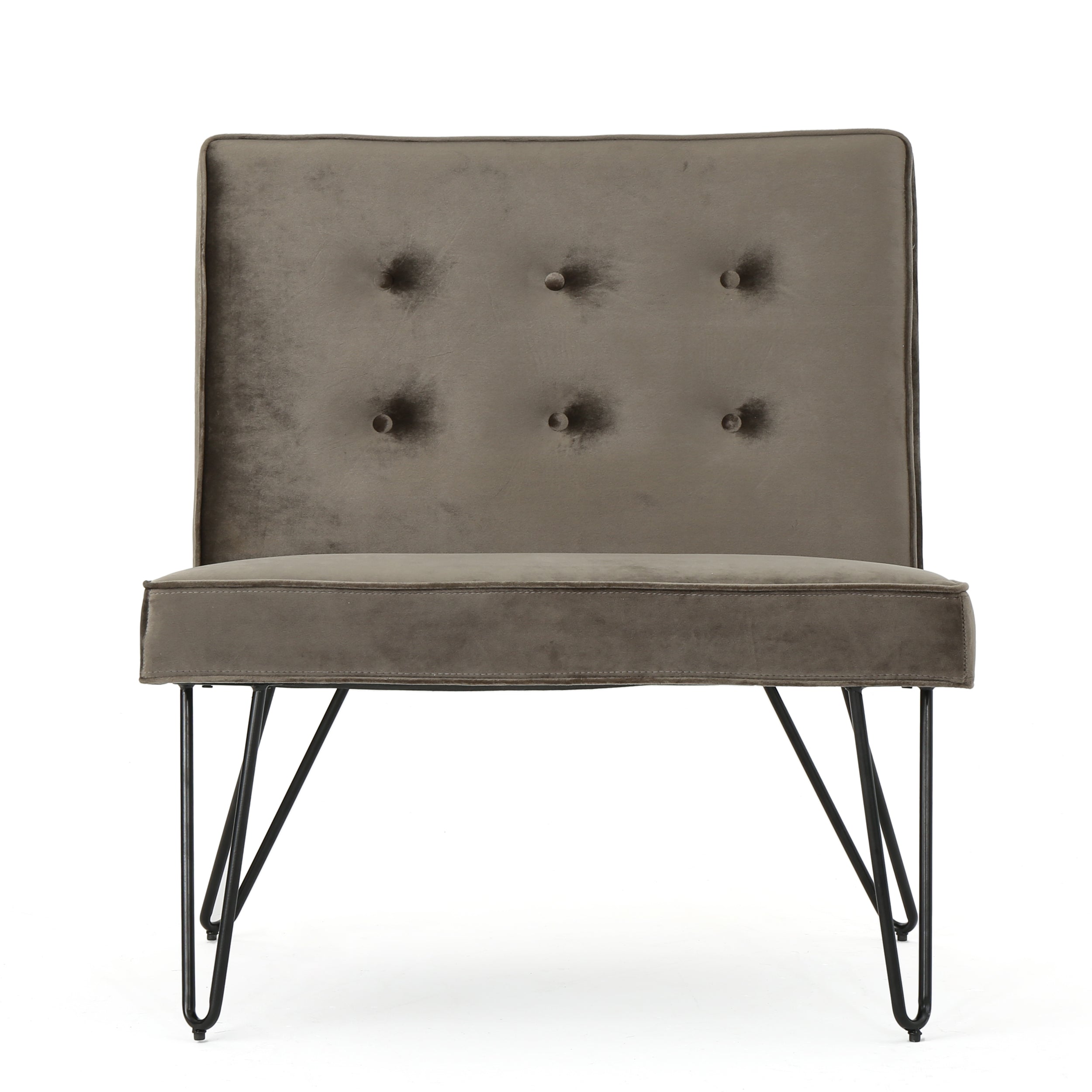 DuSoleil Modern Button Tufted Armless Velvet Accent Chair with Hairpin Legs