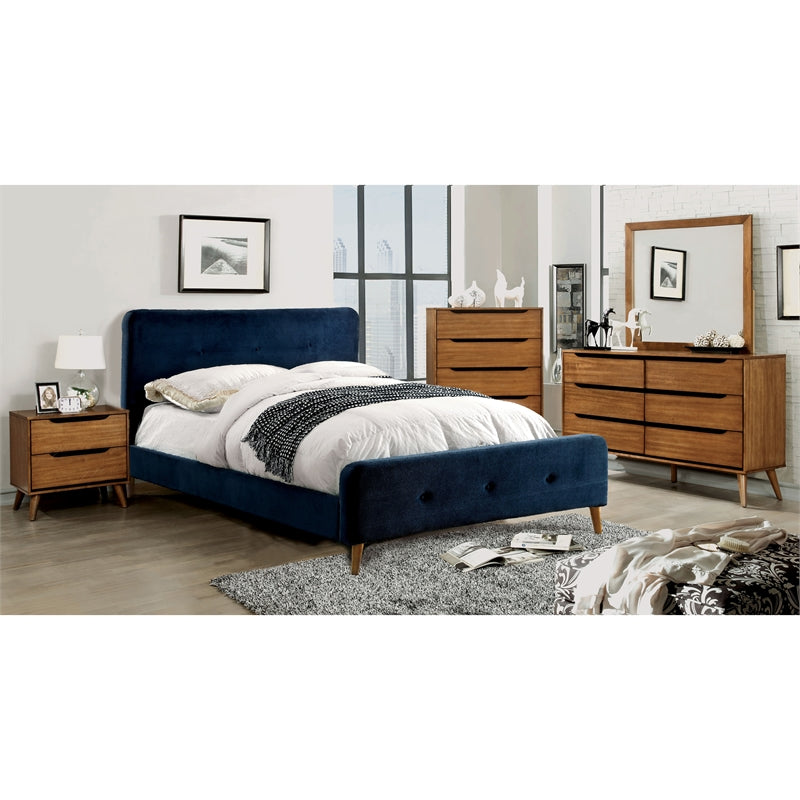 Furniture of America Belkor Mid-Century Modern Wood 6-Drawer Dresser in Oak