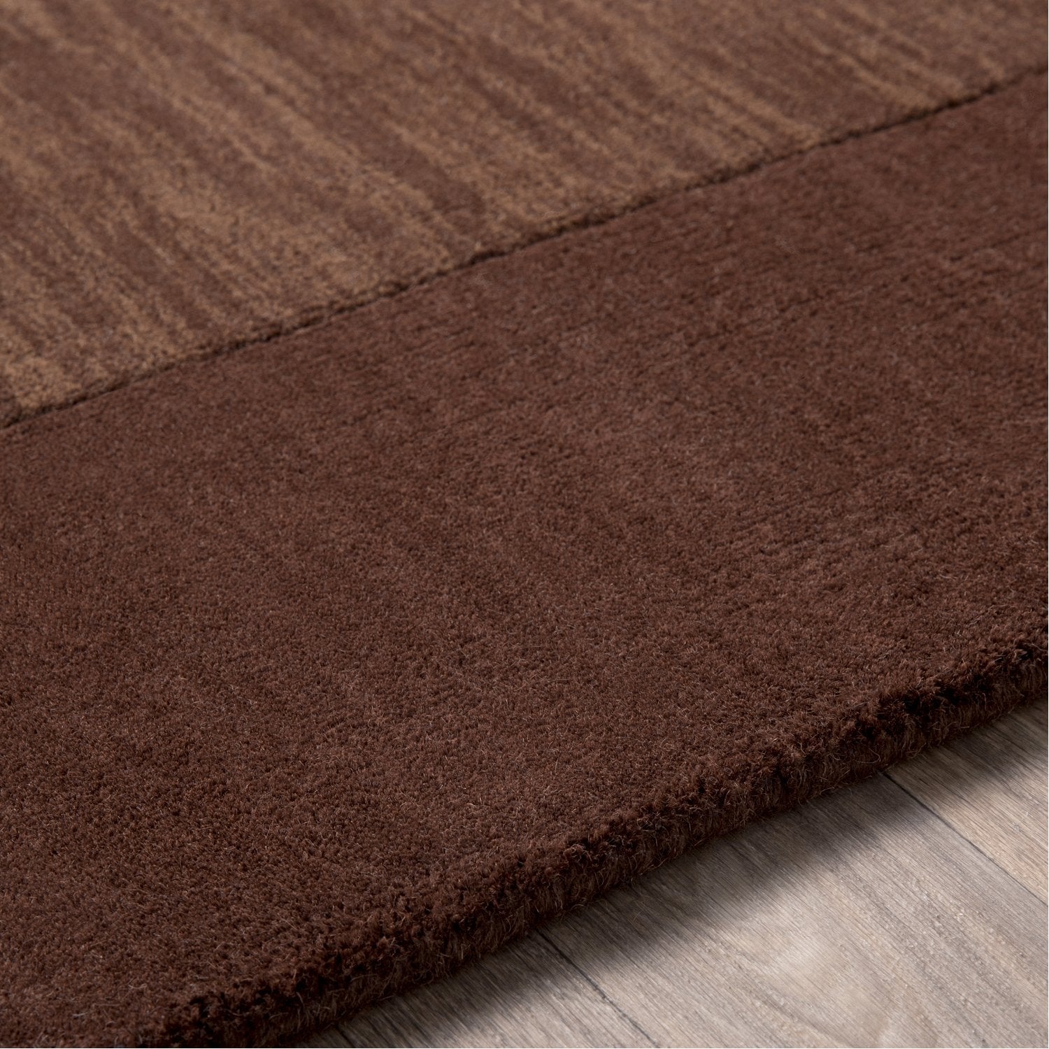 Mystique Collection Wool Area Rug in Dark Chocolate and Brown