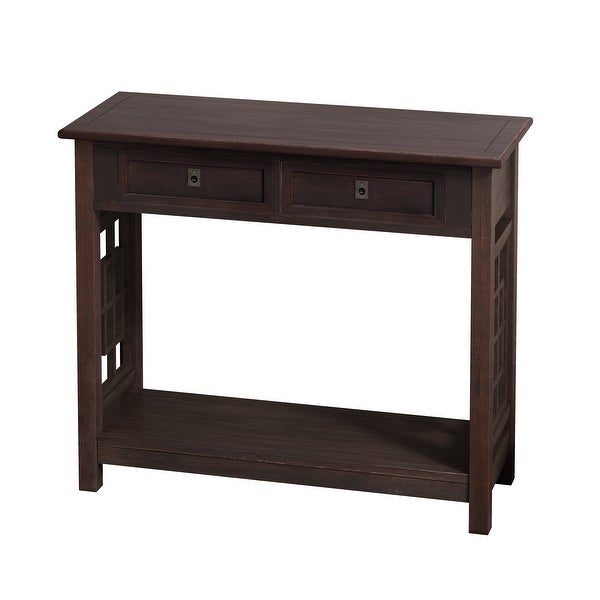 Entryway Console Table with 2 Drawers and Bottom Shelf