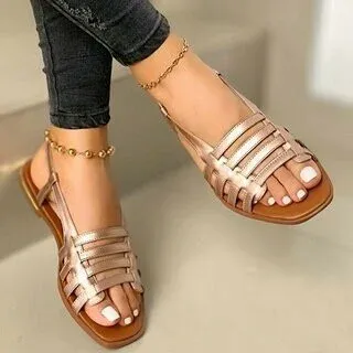 🔥🔥Women's Flat Sandals Summer Hollow Out Sandals Open Toe Casual