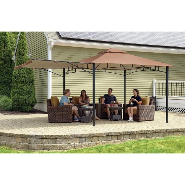 Shelterlogic 11 By 11 Foot Redwood Backyard Gazebo Canopy For Outdoor Parties And Events With Retractable Awning For Added Shade Or Privacy Bronze