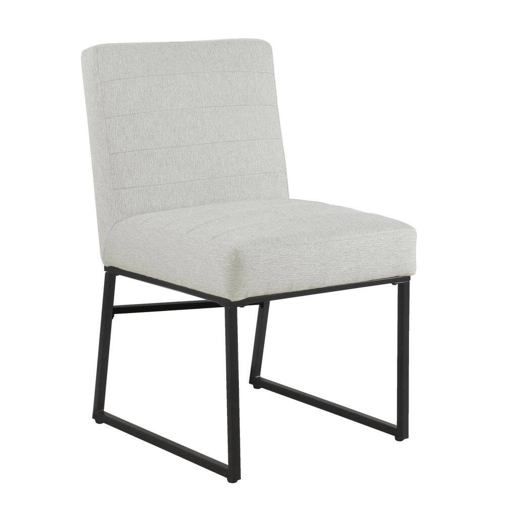 Homepop Channeled Sustainable Gray Woven Upholstery Metal Dining Chair K8614-F2418