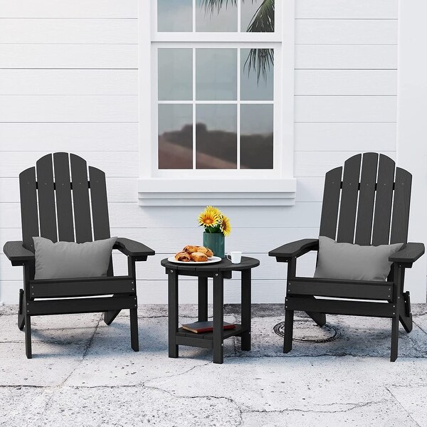 WINSOON 3-Piece All Weather HIPS Outdoor Folding Adirondack Chairs and Table Set - Overstock - 35542035