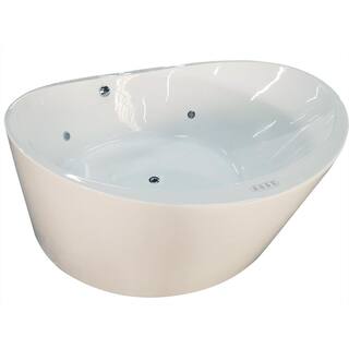 EAGO 66 in. Acrylic Flatbottom Air Bath Bathtub in White AM2130