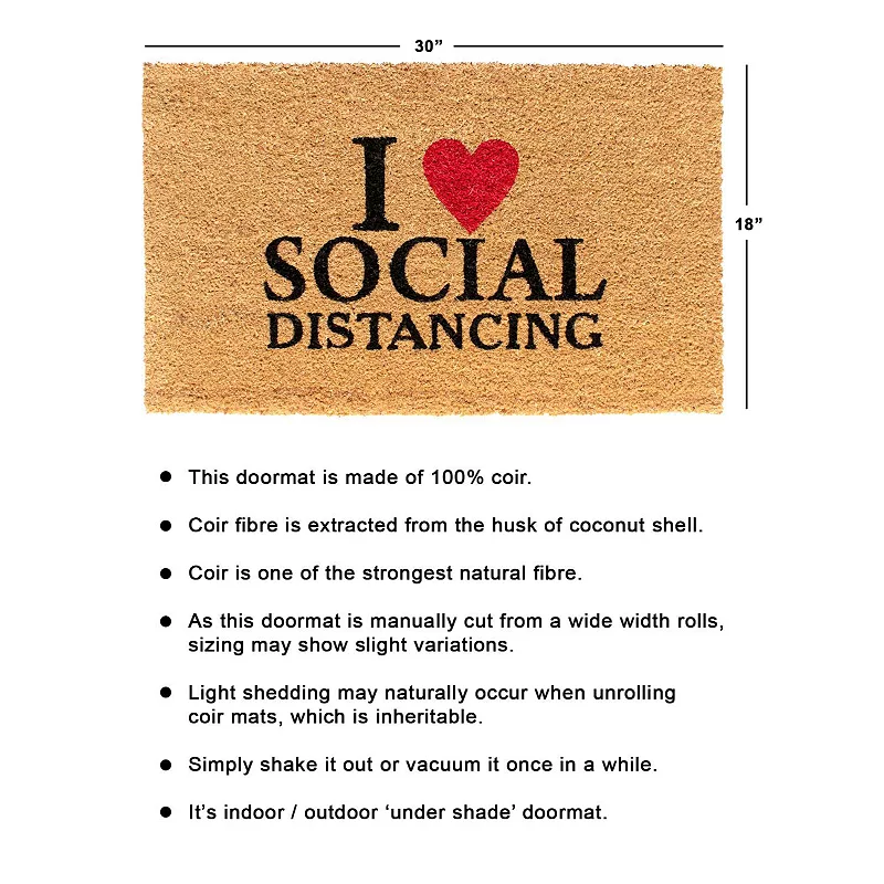 RugSmith I Love Social Distancing Doormat