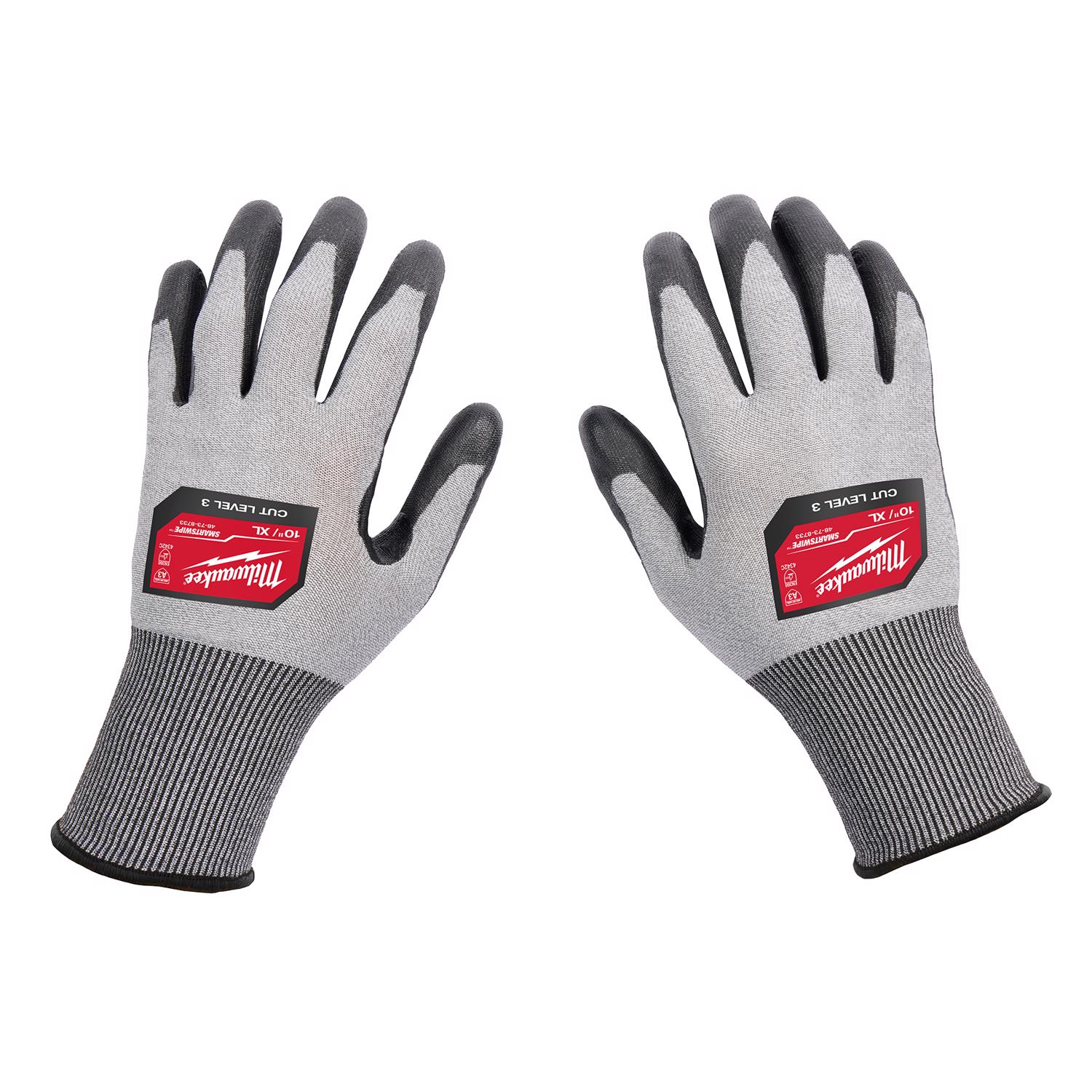 MW Unisex Indoor/Outdoor Gloves Dipped Gloves Black/Gray XL 1 pair