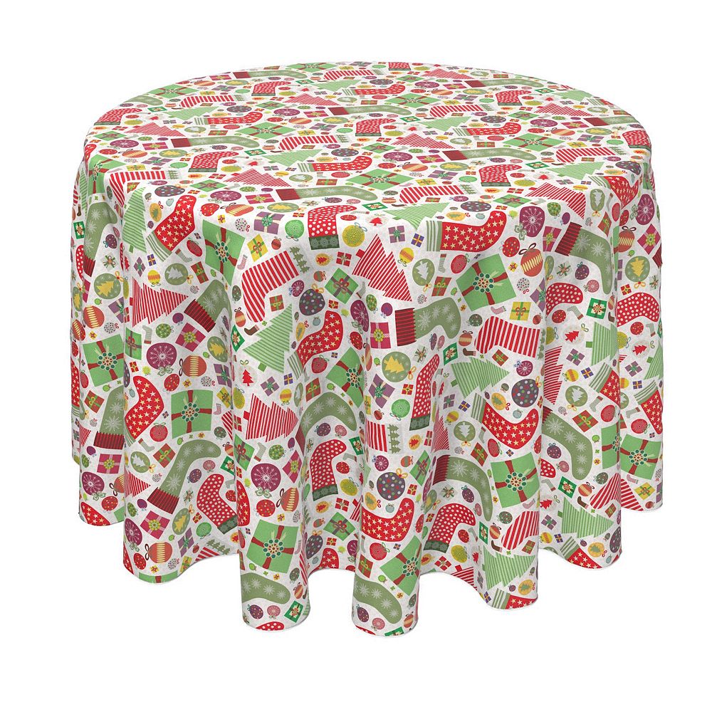 Round Tablecloth， 100% Polyester， 90 Round， Fun Stockings and Essentials